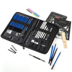 Versatile 50-Piece Sketching Supplies Set with Non-Toxic Pencils and Pastels