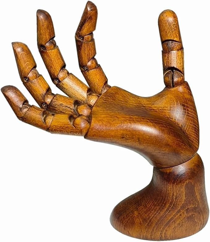 Wooden Right Hand Mannequin Antique Finish Art Drawing Nail Display Model Male X