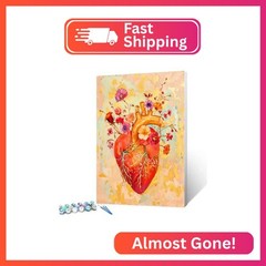 Floral Heart Blood Vessel Paint by Number for Adults on Canvas Anatomy DIY Oil A