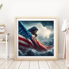Jesus Christ Prayer Diamond Art Kits for Adults, Amercia Flag 5D Diamond Paintin