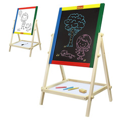 Art Easel for Kids 2-4 – Wooden Toddler Easel – Double Sided Standing Chalkbo…