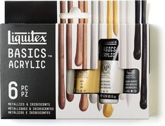 6 Tube BASICS Acrylic Paint Set – Metallic & Iridescent for Creative Artists