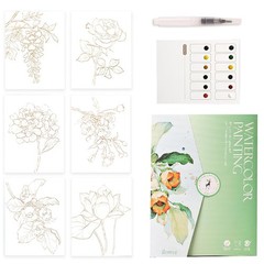 Beginner Workbook Set with Envelope, Brushes and 12-Color Paints, Art Supplie…