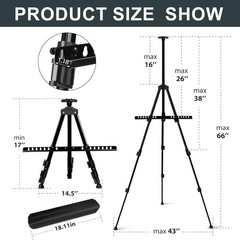 Art Easel Stand for Painting and Sign – Aluminum 66 Inch Metal Tripod Adjustabl