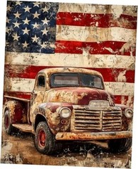 American Old Flag Truck Paint by Numbers Kit for Adults, Modern Aesthetic