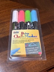 Marvy Uchida® Broad Point Chalk Marker Broad Tip Set 4ED, Fluorescent Red, Bl…