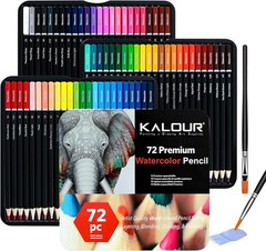Professional Watercolor Pencils with 2 Brush 72 Colors Beautiful Blending