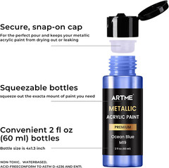 Metallic Acrylic Paint Set, 24 Metallic Colors in 2 Oz/60Ml Bottles, Metallic Sh