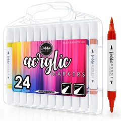 Acrylic Markers, 24 Unique Colors, Double-Ended Multi Surface Art Markers Set…