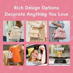 8 Piece 5D DIY Animal Diamond Painting Double Sided Keychain Set, Flower Diamond