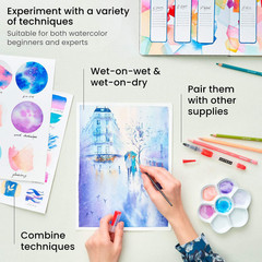 ARTEZA Watercolor Paint Set, 60 Colors in 12 ml Tubes, Highly Pigmented Watercol