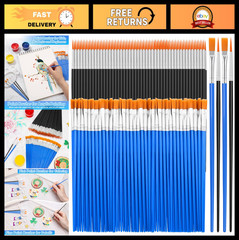 200 Pcs Detail Paint Brushes Set – Fine Flat & Round Tips for Acrylic, Watercolo