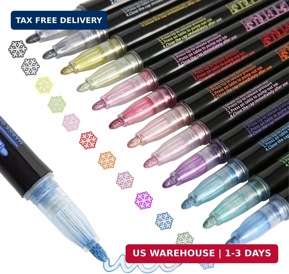 Upanic Outline Markers – 12 Colors Shimmer Markers Glitter Gel Pens, Teen Girls
