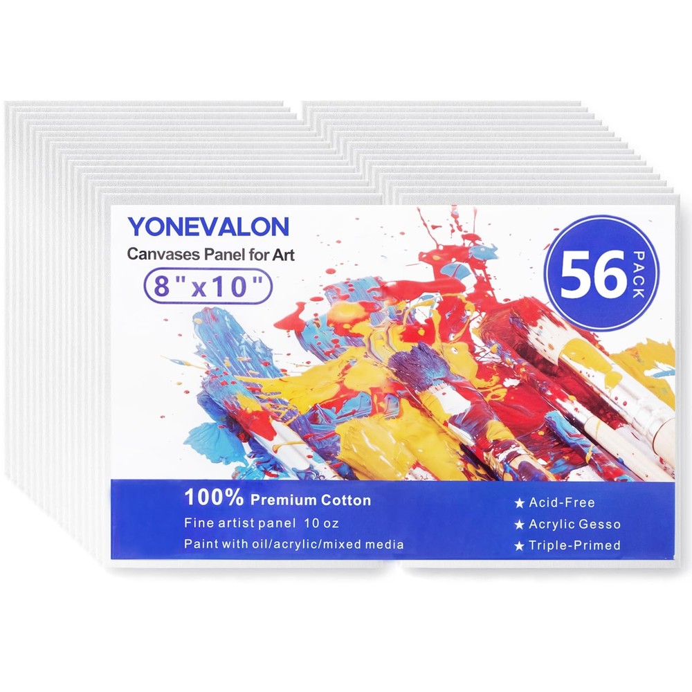 56 Pack 8×10 Inch Canvas Boards for Painting Bulk, Kids 8″x10″ – 56pcs, white