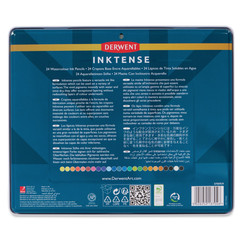 Set of 24 – Derwent Inktense Pencils, Tin Box, Assorted Colors