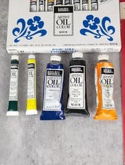 Vintage Liquitex Artist Oil Color Set, Brush New & Used Mixed Lot 17 Tubes