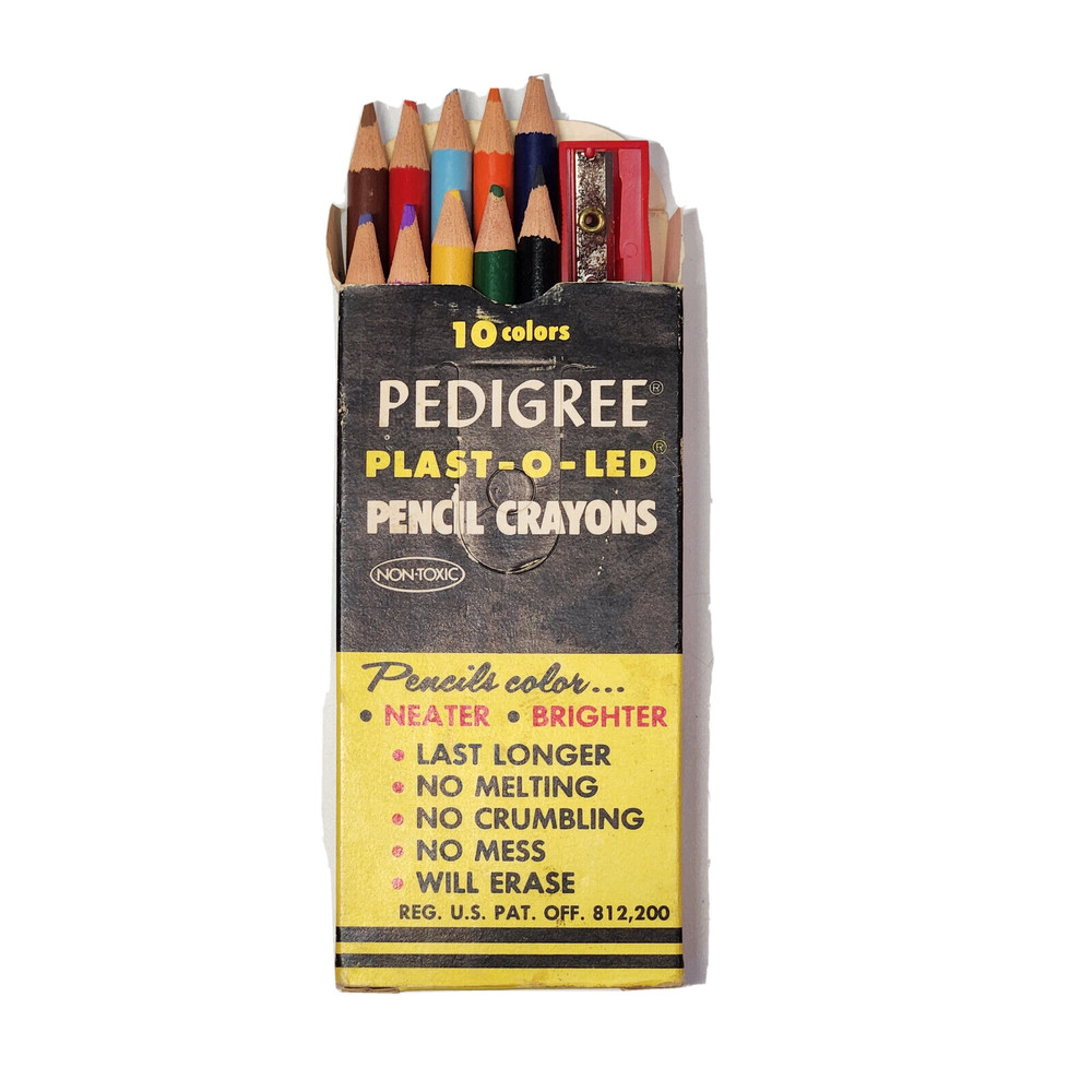 Empire Pencil Pedigree Plast-O-Led 10 Color Pencil Crayons no. 1229 w Sharpener
