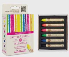Sennelier 6 Assorted Artists Oil Pastel Box Set – FLUORESCENT COLOURS