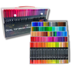 120 Color Dual Tip Watercolour Pen Fine and Brush Tip Markers for Adults & Kids
