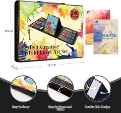 240-Piece Art Set with Trifold Easel, Drawing & Craft Kit for Kids Ages 4-12