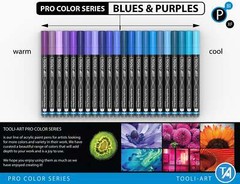 Acrylic Paint Pens 22 Assorted Blue And Purple Pro Color Series (EXTRA FINE)