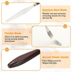 5pcs Painting Palette Knife 5.35 x 0.94 Inch Stainless Steel with Wood Handle