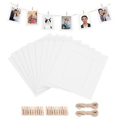 20pcs 1.8 x 2.4″ White Paper Photo Frame Display Banner with Clips and String