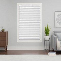 Mini Blinds, 34″ W x 48″ H, 1″ Slat Size, Cordless Horizontal Light Filterin…