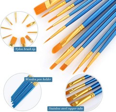 10-Piece Acrylic Paint Brush Set with Nylon Bristles for All Painting Styles