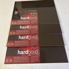 4 Hardboard Wood Painting Panel Museum Series Hardbord 11″ x 14″ 1/8 Inch Flat