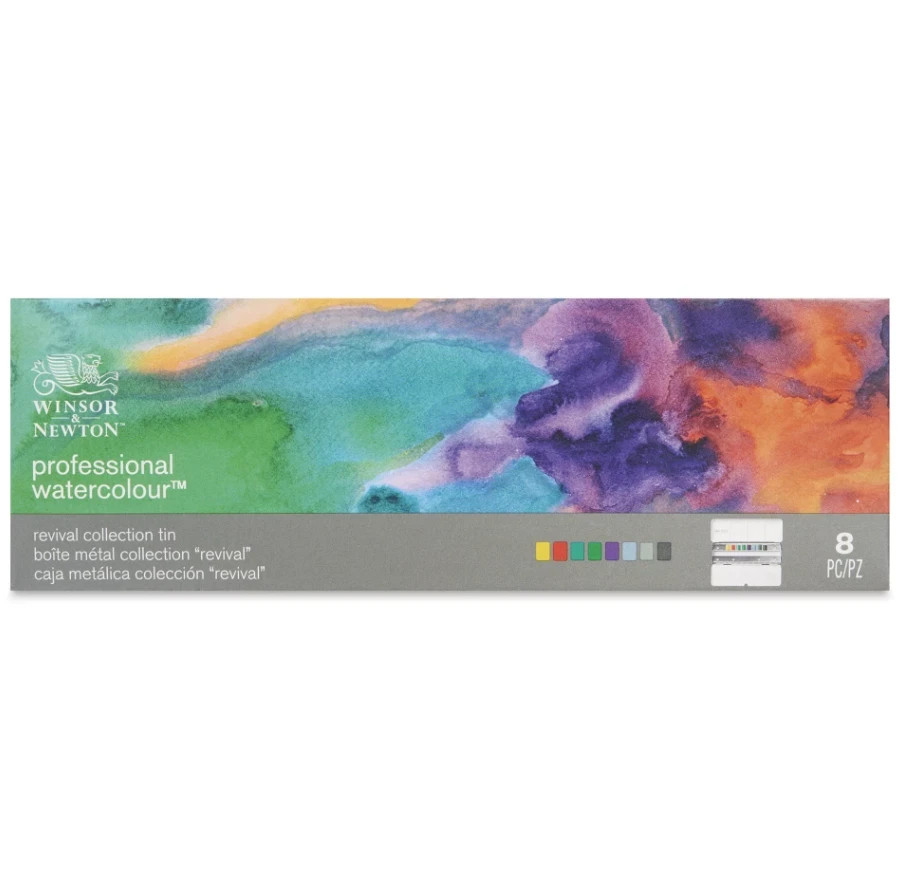 Winsor & Newton Professional Watercolor – Set of 8 Revival Collection, Half Pans