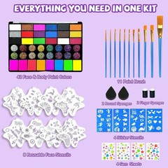 42 Color Face Painting Kit – Non-Toxic, Easy Apply & Remove for All Occasions