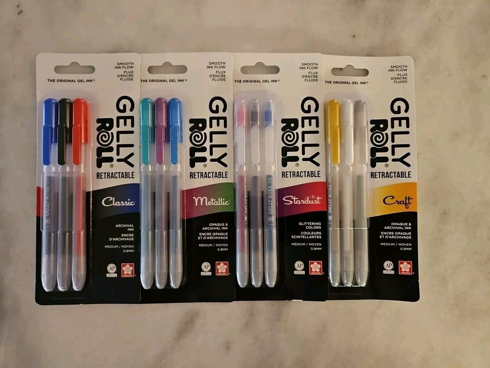 Gelly Roll Retractable Gel Pens 12pc Assortment Classic Metallic Stardust Craft