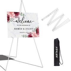 ARTASY 63″ Easel Stand for Wedding Signs, H x 42″ W x 30″ D, White