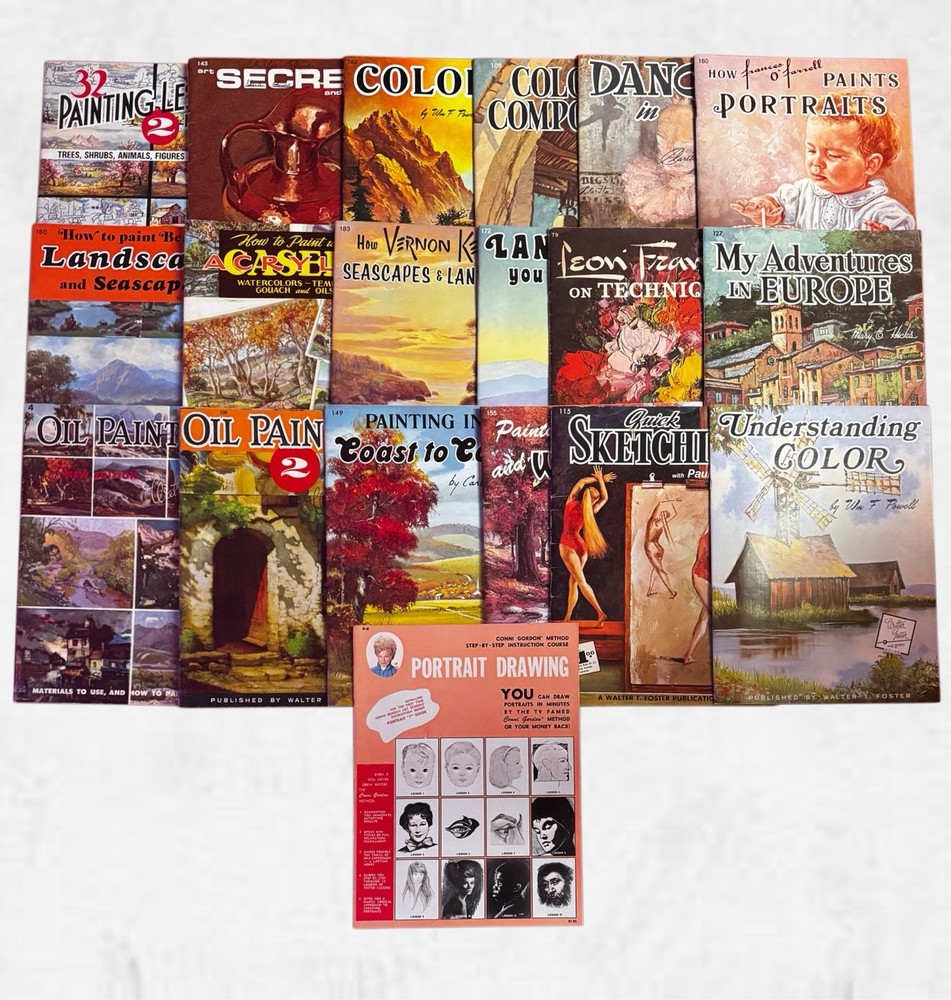Lot of 19 Vintage How To Draw & Paint Instructional Art Books Walter Foster