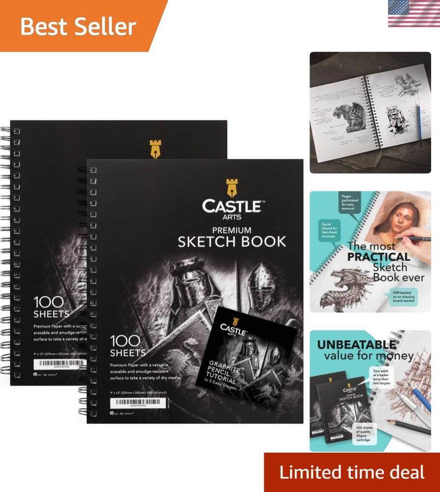 Versatile Sketch Pad 9×12 | 200 Smooth 90gsm Acid-Free Sheets for Every Artist