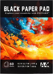 Black Paper Pad Sketchbook -120 Pages(60 Sheets) in A4 Sizes / 150Gsm(90Lbs) Hea