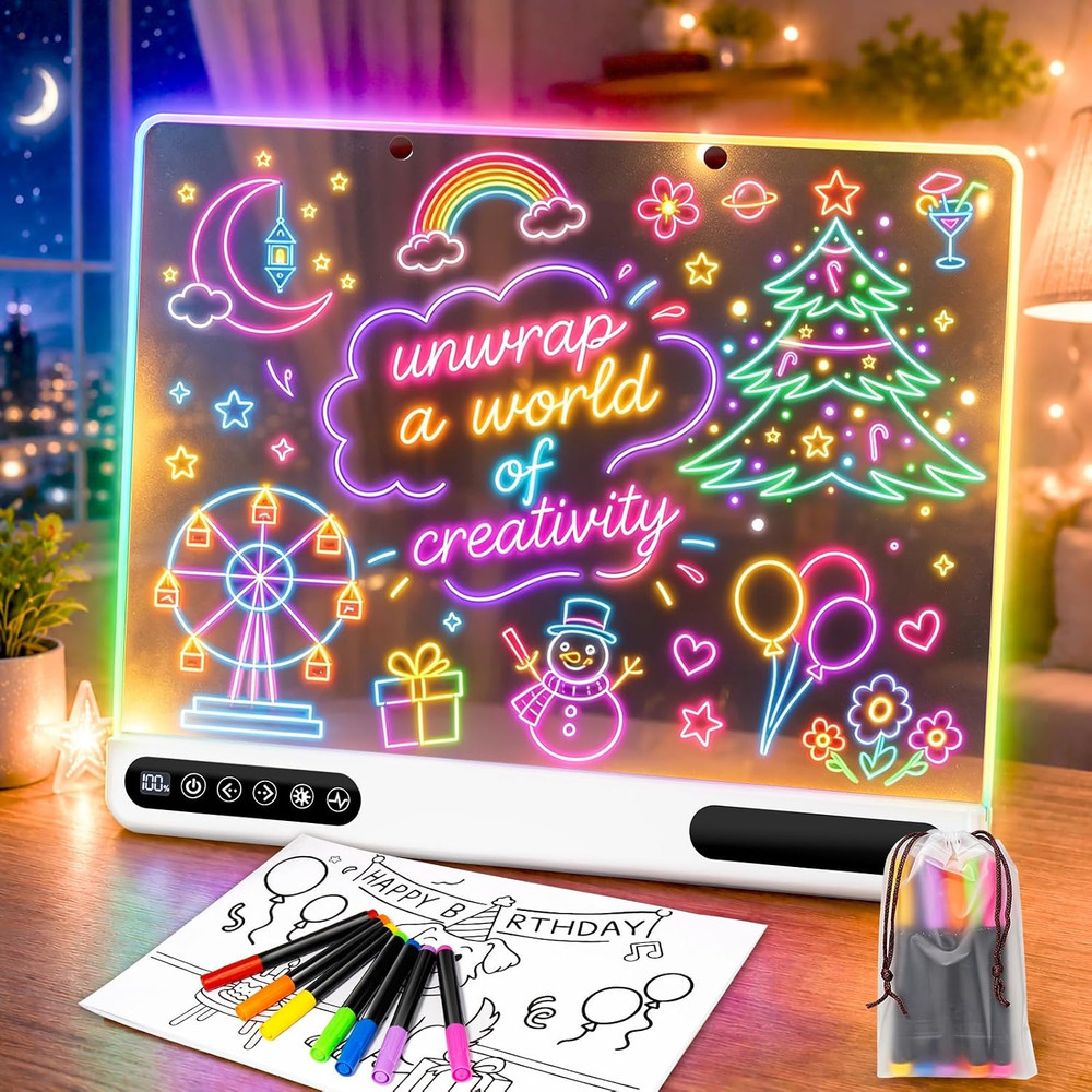 Led Drawing Board for Kids Rechargeable, 10 Color Modes, Gift Idea, White | Dood