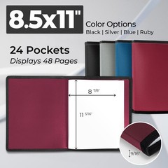 Dunwell Art Portfolio 8.5×11 Folder (Ruby), Black 8.5×11″ w/ BLK Paper, Ruby