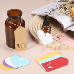 100Pcs Kraft Paper Gift Tags String 2.2 x 2.6 Inch Heart Shape Glittery Red