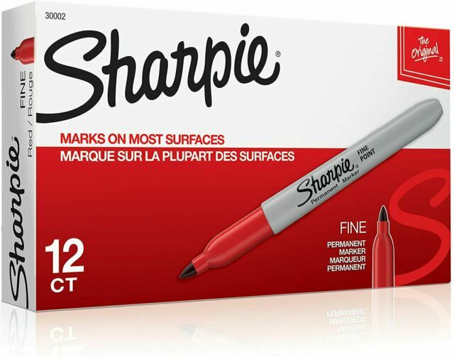 3 – 12 Packs Sharpie Red Permanent Markers Fine Point 36 Total