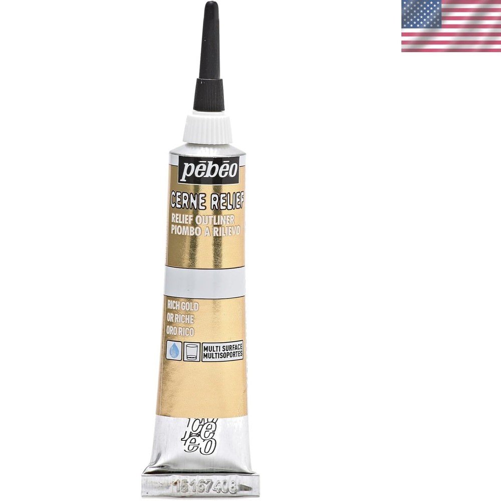 20 ml Vitrail Cerne Relief Water-Based Dimensional Paint – Delicate Gold Effects
