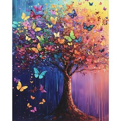 Tree Adult Paint by Numbers, Paint by Numbers Kits for Adults, Butterfly Tree