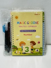 Magic Groove Number Practice Copybook #3 Reusable Handwriting Book w/ Pens Kids