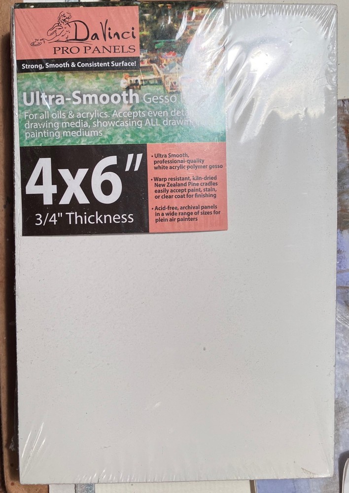 New Box Of 12 Da Vinci Pro Panels 4x6x3/4″ Ultra Smooth Gesso Cradled Boards