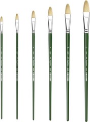 XDT#6385 Filbert Artist Paint Brush 6 Piece Set Medium Stiff Hog Bristle Extra L