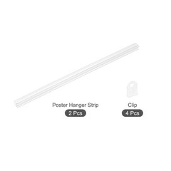 PVC Poster Hanger Rail Strip 25cm/10inch with Clips,2 Set