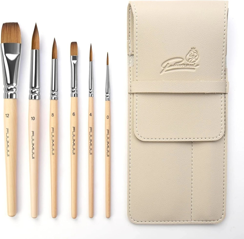 Sable Travel Watercolor Brushes, 6pcs Kolinsky Sable Watercolor Travel Brushe…