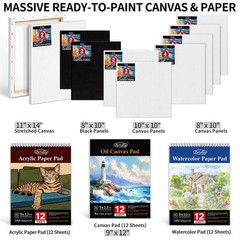 179Pcs Professional All-in-One Art Painting Kit with Aluminum & Beech Wood Ea…