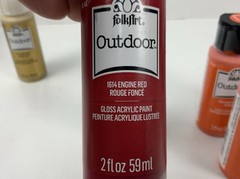 Set Of 7 Folk Art Outdoor 2floz Paints, 2 Red,2silver,2orange, 1 Gold